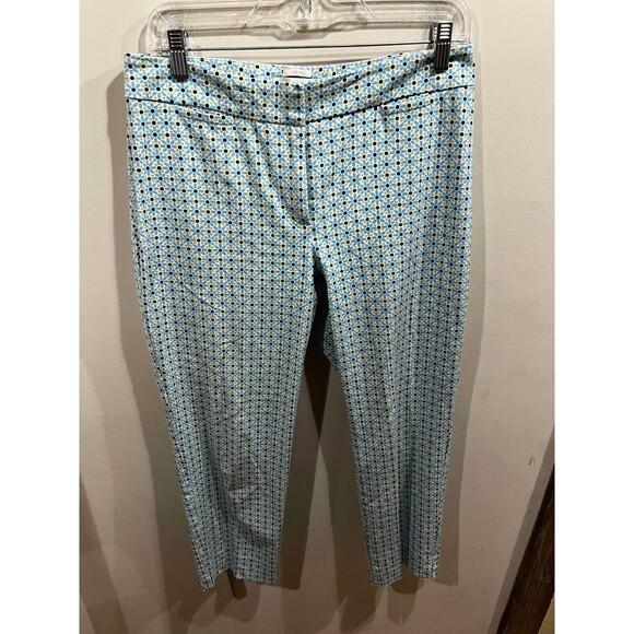 Talbots Pants Womens Curvy Size 6 Geometric Design Blue and Yellow Countrycore - Picture 1 of 8